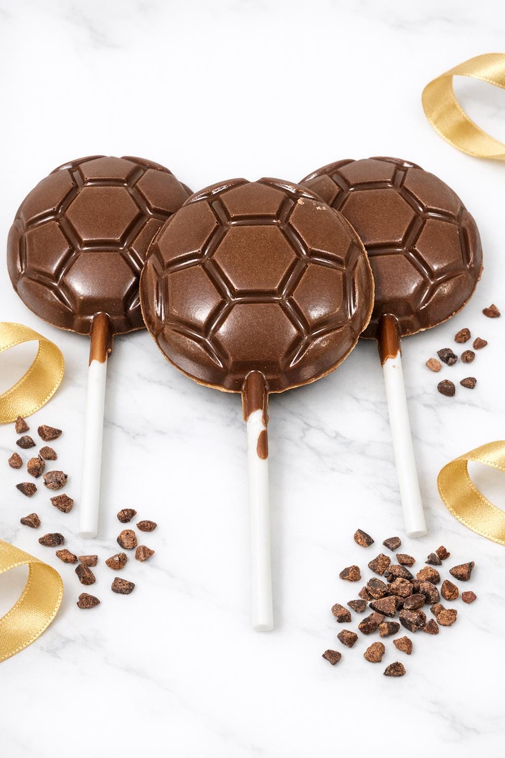 Handmade Milk Chocolate Football Lollipops – 40g Artisan Sports Treats, Party Favours & Gifts.