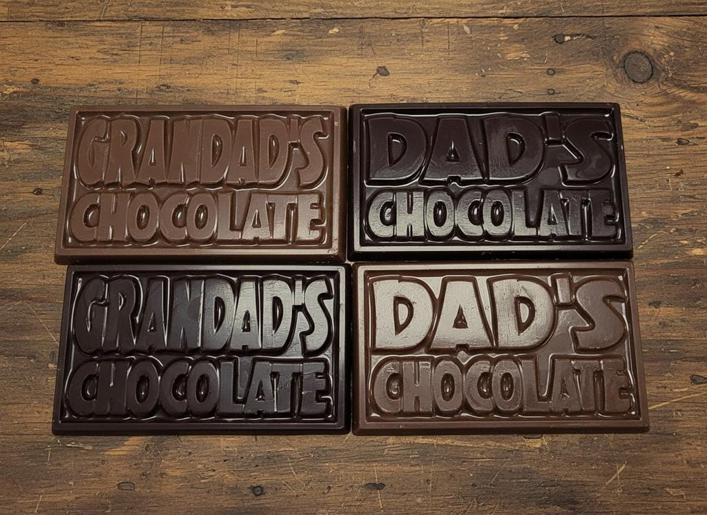Dad & Grandad Chocolate Bars – Handmade Personalised Gift Milk, Dark or White Chocolate.