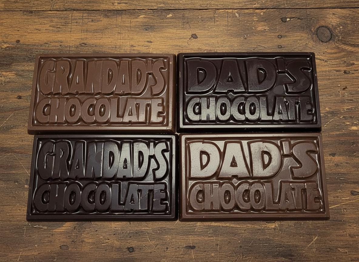 Dad & Grandad Chocolate Bars – Handmade Personalised Gift Milk, Dark or White Chocolate.